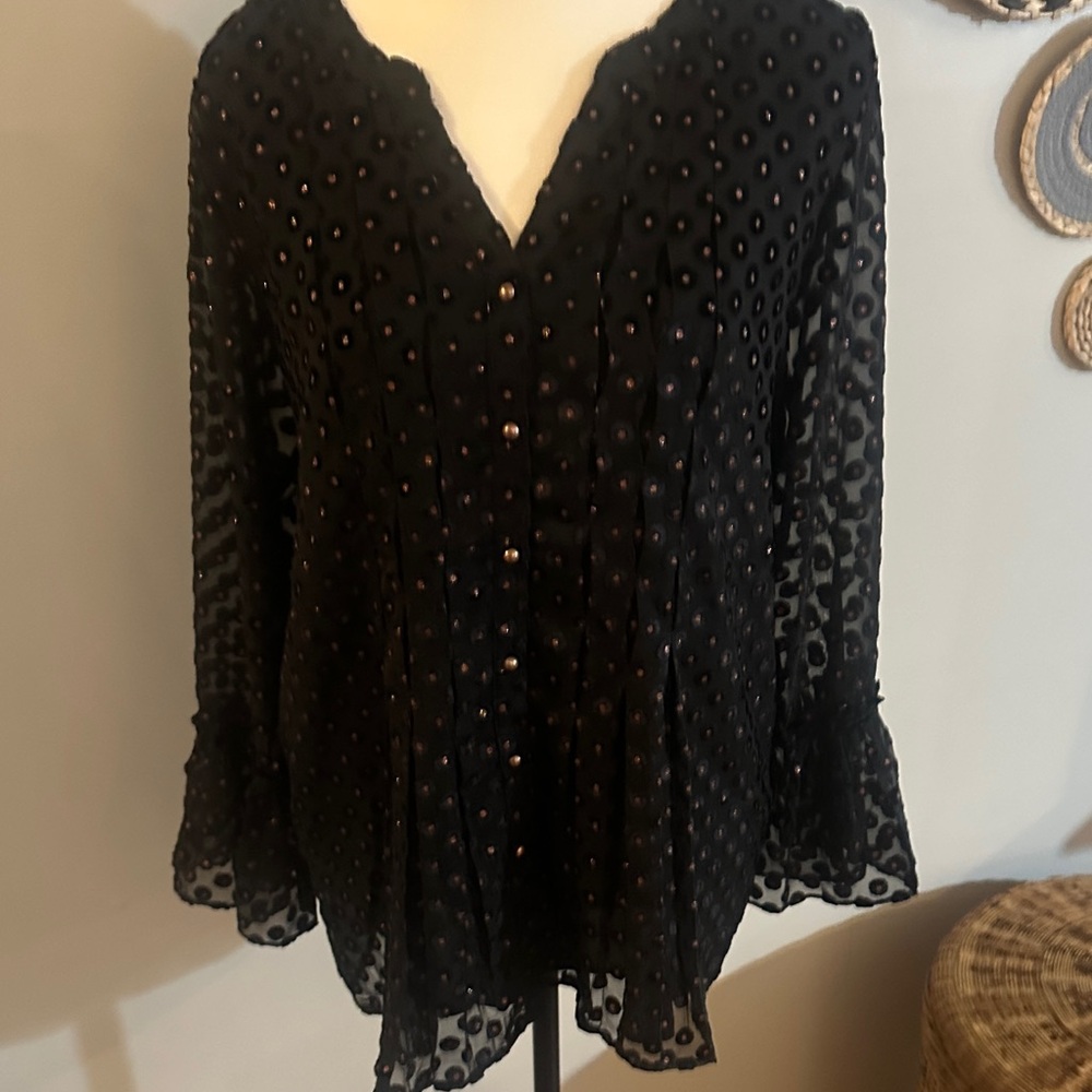 Soft Surroundings Black Textured Blouse